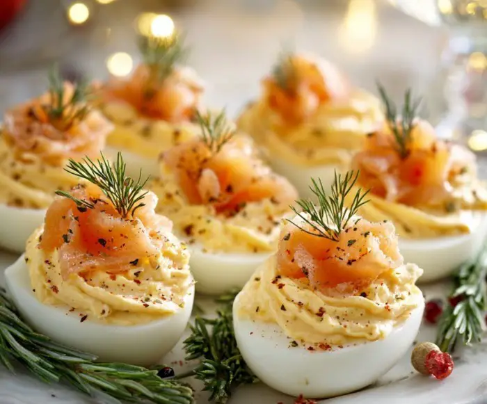 Œufs farcis à la mousse de saumon – Entrée fraîche et élégante
