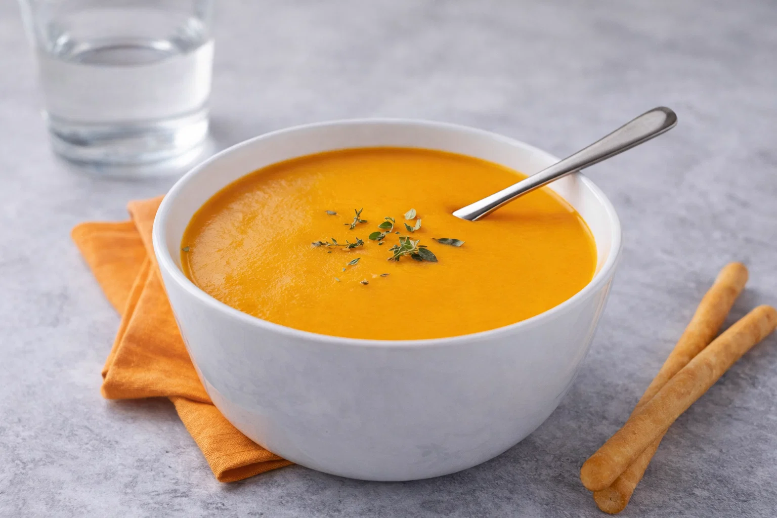 Soupe de carottes, patate douce et gingembre au lait de coco
