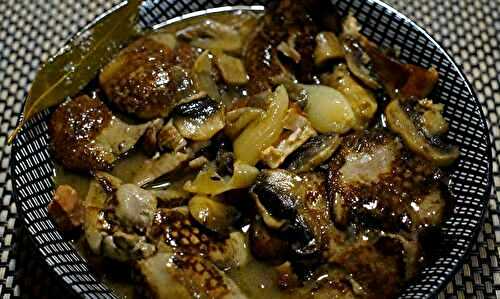 Foies de lapin aux vin blanc et champignons - Recettes de Papounet