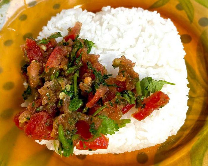 Rougail tomate cotomili (coriandre)  - Recettes de Papounet