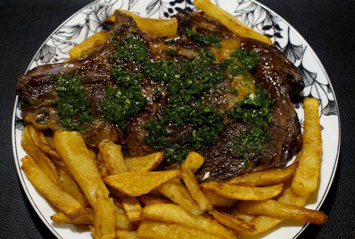 Côte de boeuf-frites au beurre persillé (maitre d'hôtel) - Recettes de Papounet