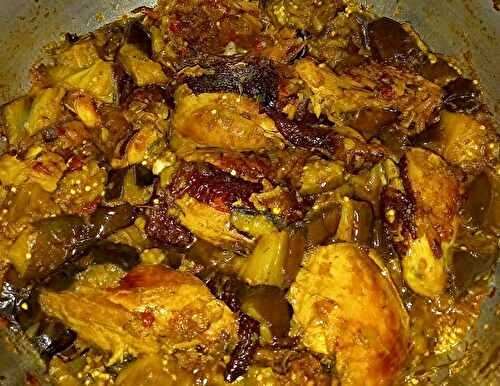 Cari de poulet fumé bringelles (aubergines)