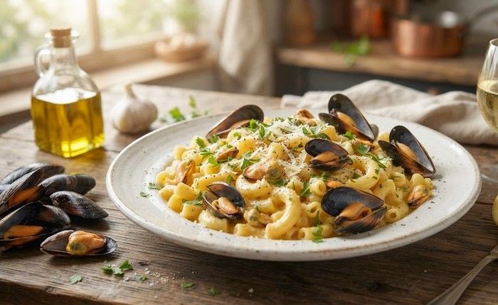 Macaronis aux moules de bouchot