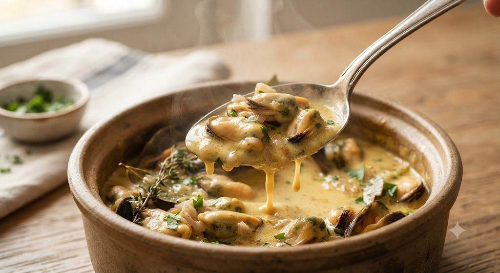 Moules au roquefort crème fraîche