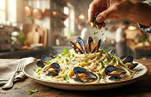 Spaghettis aux moules à la crème