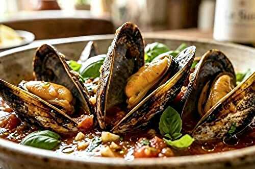 Moules à la sauce tomate et basilic