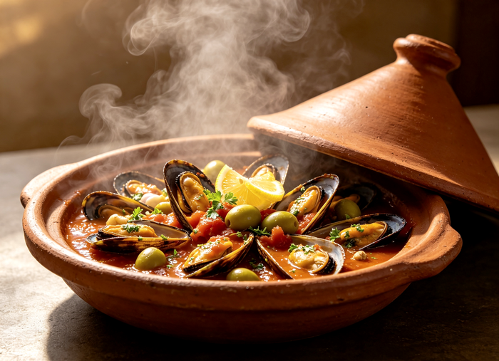 Tajine de moules à la marocaine avec chermoula