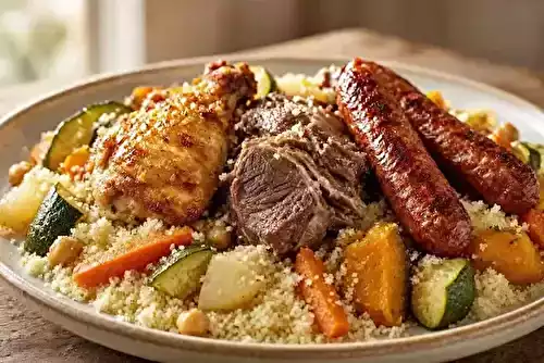 Couscous Royal Poulet, collier d'agneau et Merguez