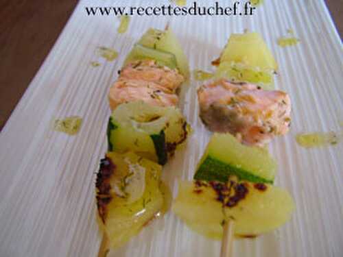 Brochettes de saumon aux courgettes et à l'ananas