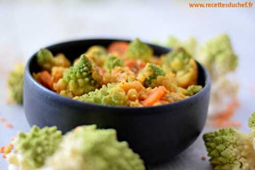 Chou romanesco lentilles corail et carottes