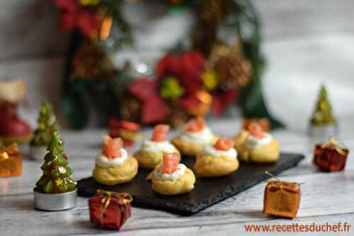 Choux apéritif au saumon chantilly au chèvre