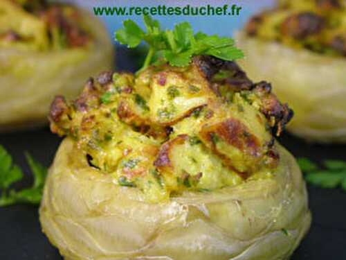 Fonds d'artichauts farcis au curry de poulet