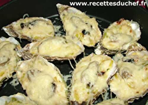 Huîtres gratinées à la fondue de poireau et béchamel