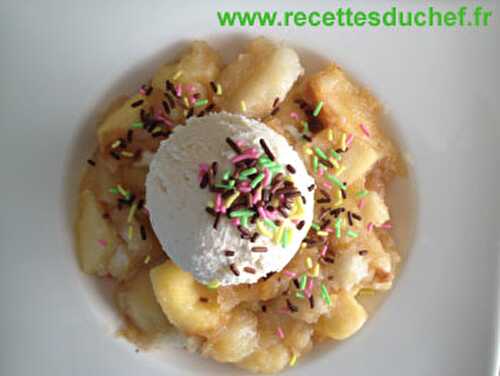 Pommes et poires fondantes et sa glace vanille