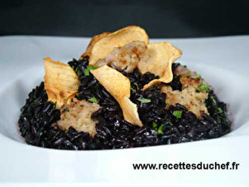 Riz noir boudin blanc aux pommes séchées