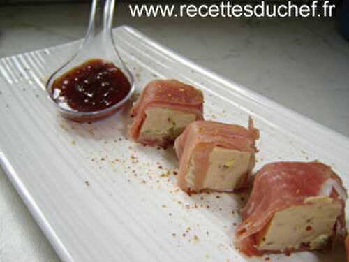 Roulé de foie gras au jambon et sauce aigre-douce