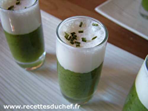 Soupe froide de courgette et sa mousse de vache qui rit