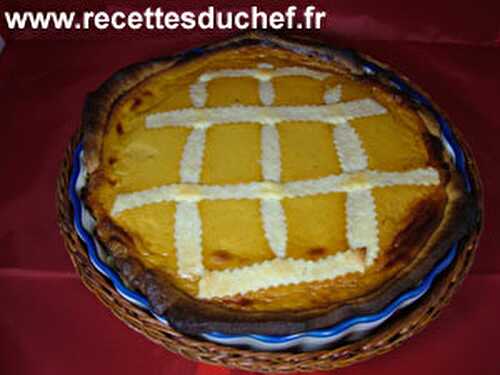 Tarte au fromage blanc et caramel et compotée de pommes