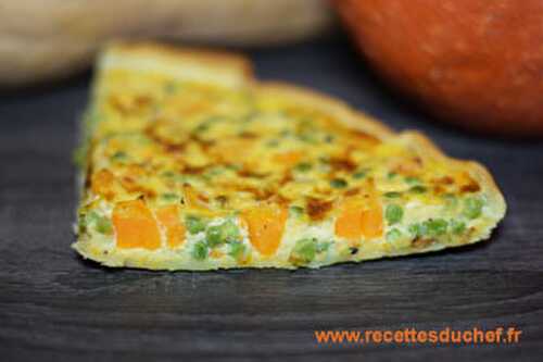 Tarte aux petits pois et courge butternut