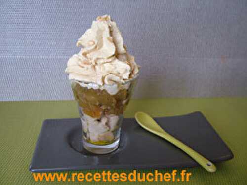 Verrine de boudins blancs chutney de pommes chantilly au foie gras