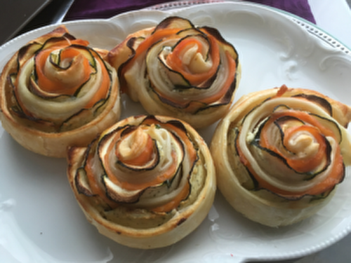 Fleurs avec courgettes et saumon