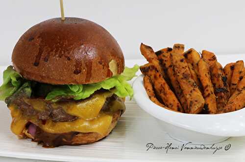 Recette de mon cheese burger et ses frites de patates douces