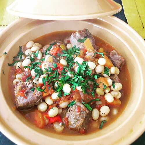 Tajine d'agneau, poivrons et cocos de Paimpol