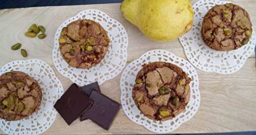 Muffins aux poires, amandes, pistaches et chocolat (sans gluten)