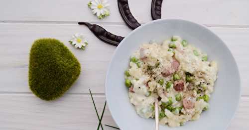 Risotto aux petits pois et au lard