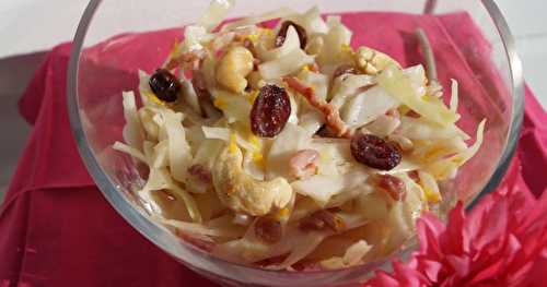 Salade chou-cranberries-lardons-orange-cajou