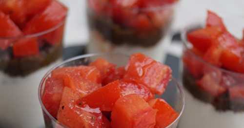 Verrines de tomate, brandade et tapenade