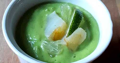 Crème d'avocat au citron vert et au haddock