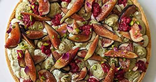 Tarte pistache, figues fraiches et framboises inspiration Cédric Grolet