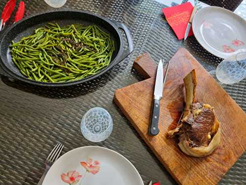 Recette Côte de bœuf lardée, cuite au four