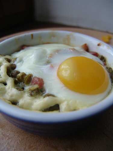 Oeufs cocotte aux petits pois