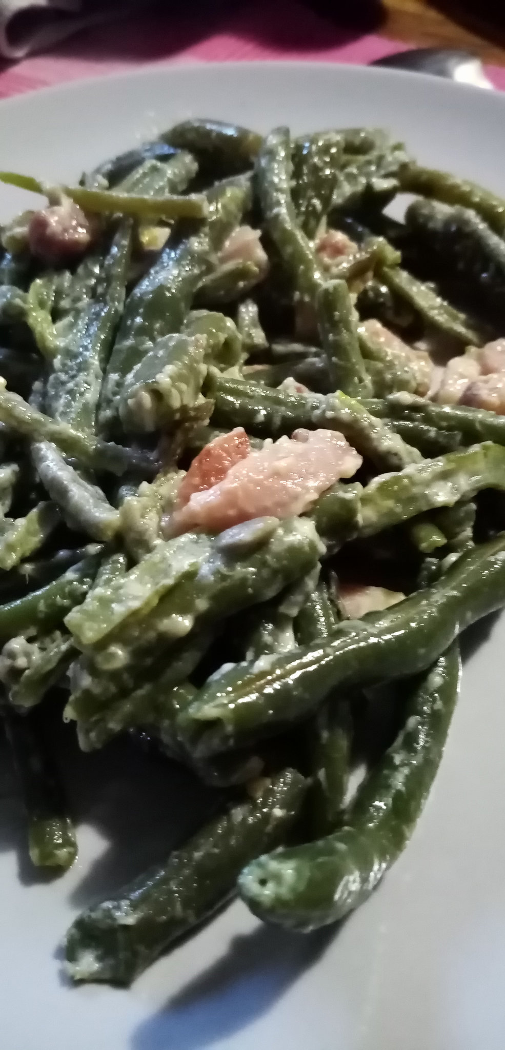Haricots verts à la carbonara
