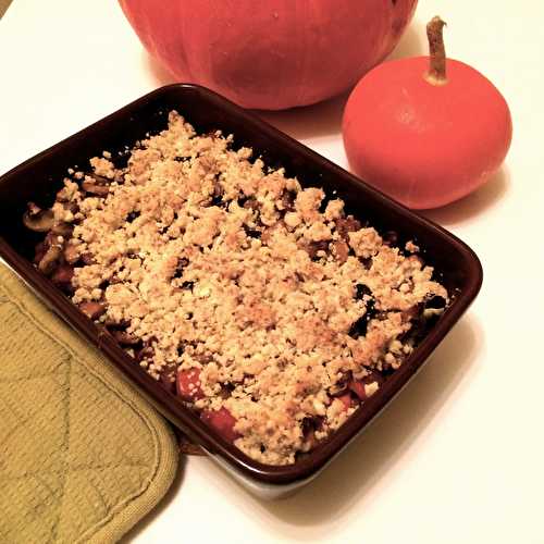 Crumble de potimarron et champignons aux noisettes et châtaignes