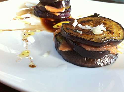 Millefeuille aux aubergines et saumon fumé