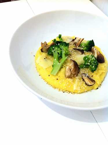 Polenta crémeuse aux brocolis et shitake