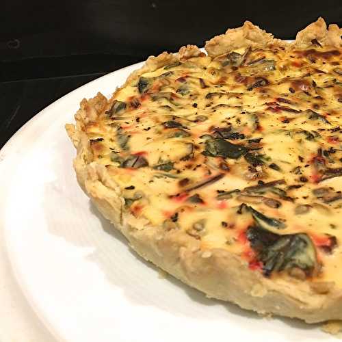 Quiche aux fanes de betteraves, graines et ricotta