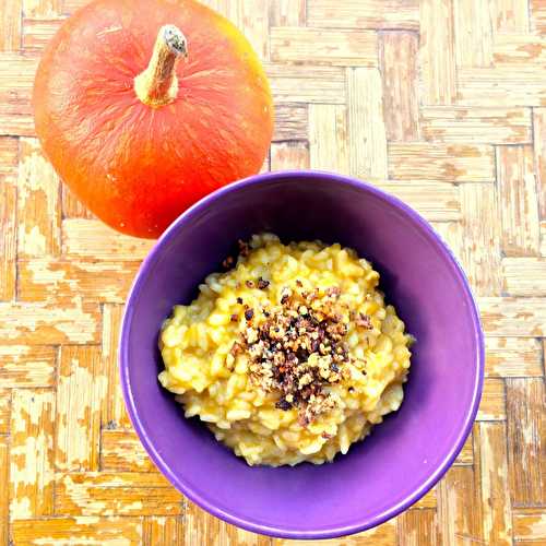 Risotto au potiron, châtaignes et noisettes grillées