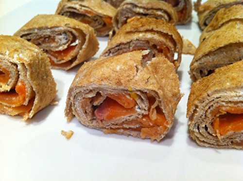 Roulés de galettes de blé noir à la truite fumée