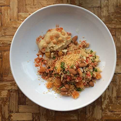 Taboulé aux amandes et abricots et houmous maison