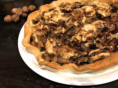 Tarte aux chou blanc, champignons et reblochon