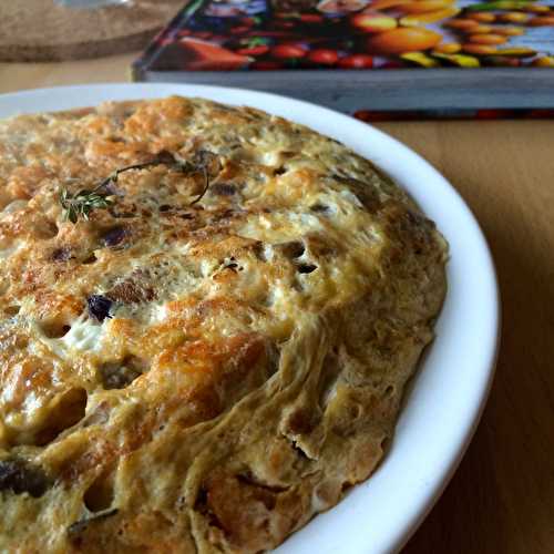 Tortilla patate douce, feta et champignons