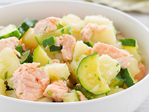 Salade de pomme de terre courgettes et saumon WW