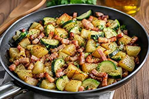 Poêlée de Pommes de Terre Courgettes et Lardons Légère