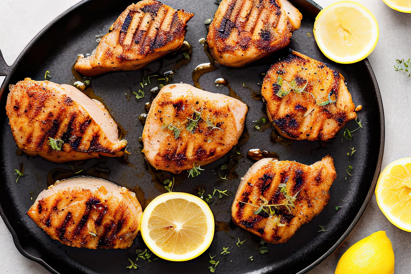 Blancs de poulet marinés au citron cuits au barbecue