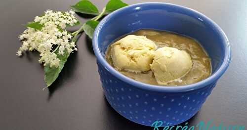 Dessert de Printemps au Jardin : Glace aux Fleurs de Sureau et Compote de Rhubarbe