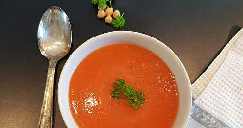 Soupe Froide Carottes, Tomates et Pois Chiches {Cuisine Crûe, Vegan, sans gluten}